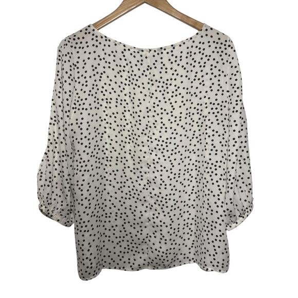 Banana Republic NWT Top Women Size Large Petite Black White Polka Dot Career - Picture 2 of 5